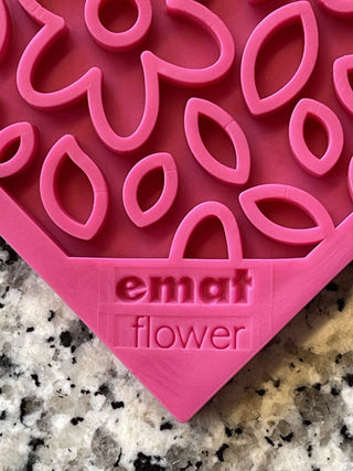 Flower Power Design eMat Enrichment Lick Mat - Pink: Flower Power E-Mat - Small