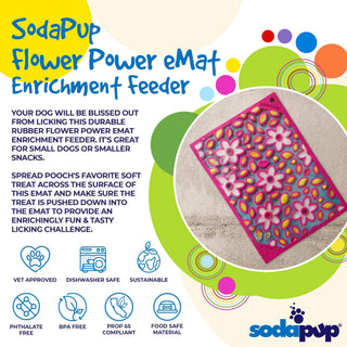 Flower Power Design eMat Enrichment Lick Mat - Pink: Flower Power E-Mat - Small