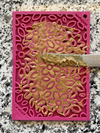 Flower Power Design eMat Enrichment Lick Mat - Pink: Flower Power E-Mat - Small