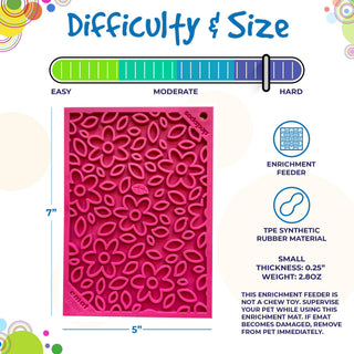 Flower Power Design eMat Enrichment Lick Mat - Pink: Flower Power E-Mat - Small