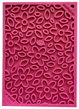 Flower Power Design eMat Enrichment Lick Mat - Pink: Flower Power E-Mat - Small