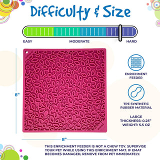 Flower Power Design eMat Enrichment Lick Mat - Pink: Flower Power E-Mat - Small